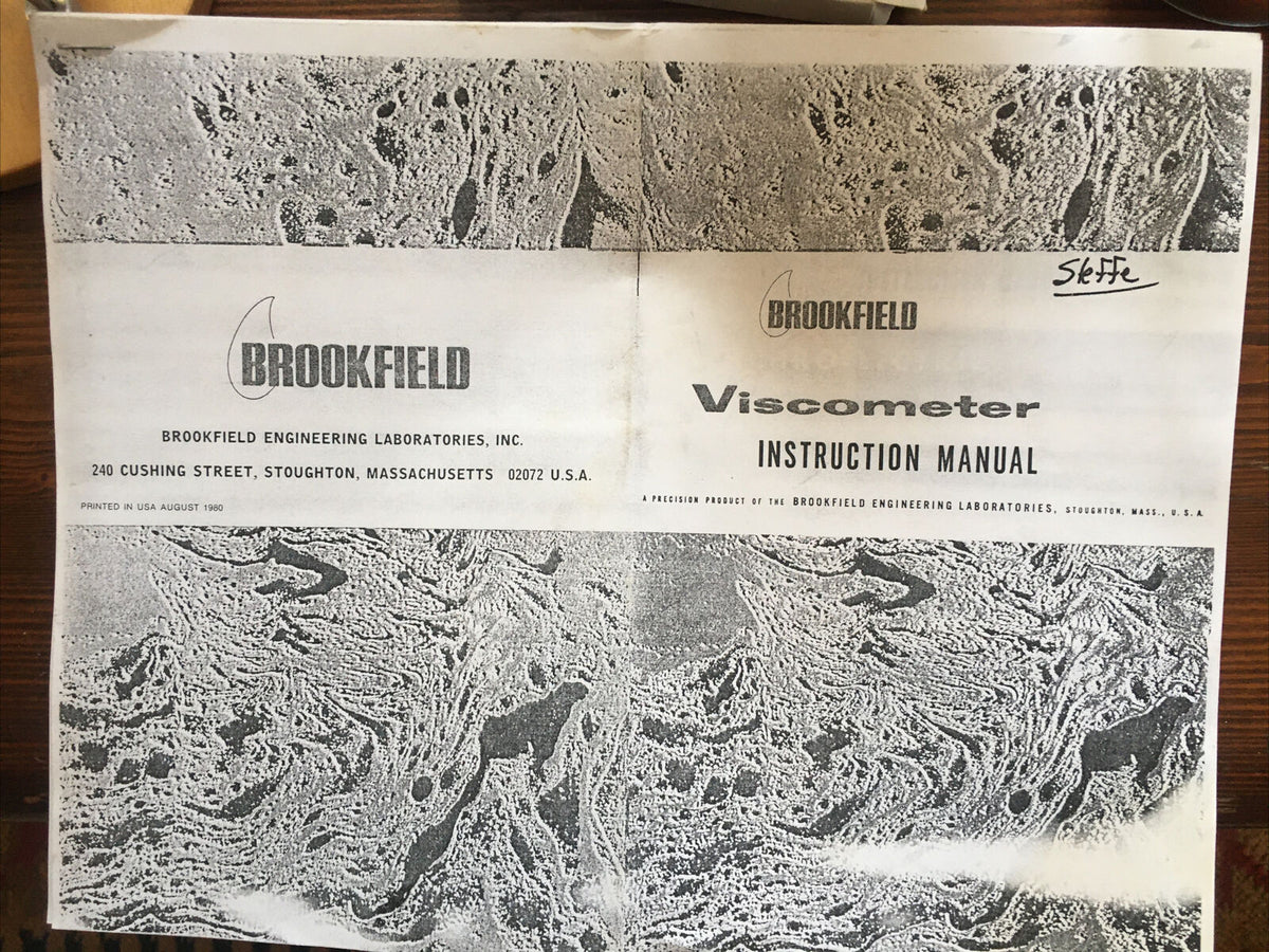 Brookfield LST Box Spindles Stand Charts Manual 110V