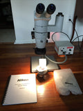 Nikon SMZ800 Stereozoom 8-80x Microscope Stand Camera Port 10x Ergo Head PLAN 1x Complete
