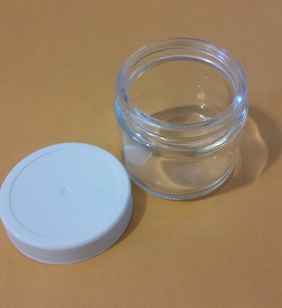 Clear Glass Jars, 60mL, Polyethylene PE Foam Lined Caps, 2oz, case/24