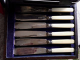 Antique Sterling Silver Plate EPNS A1 and Faux Bone Fish Set of 12 - Boxed