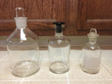 Lot of 3 Bottle Flasks / Stoppers Apothecary Pyrex Corning 250 500 1000mL 1541-T