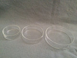 Set Of 3 Cylindrical Glass Sample Pitri Dishes 3" 2.5" 2"