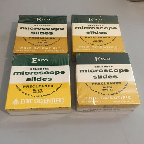 4 Boxes New Esco Selected Frosted Precleaned Microscope Slides No. 2951 + Bonus